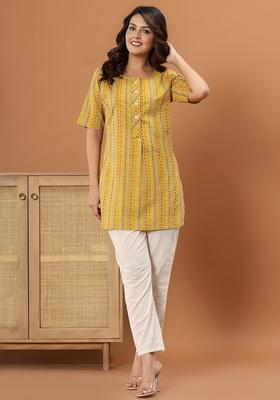Yellow Printed Cotton Tunic