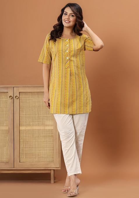 Yellow Printed Cotton Tunic