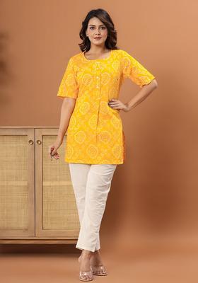 Yellow Printed Cotton Tunic