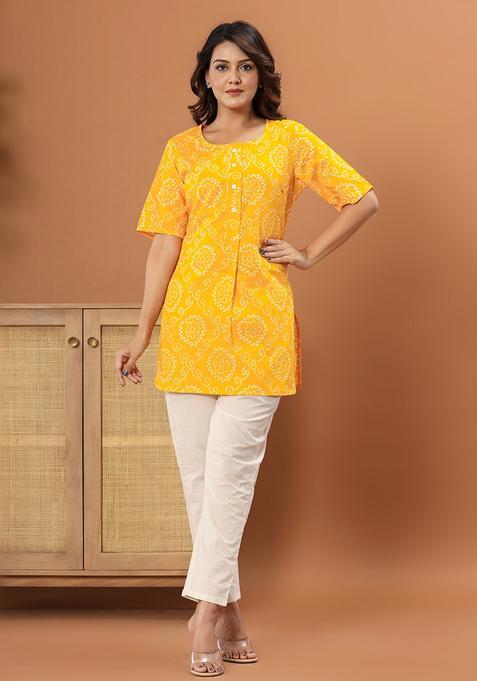 Yellow Printed Cotton Tunic