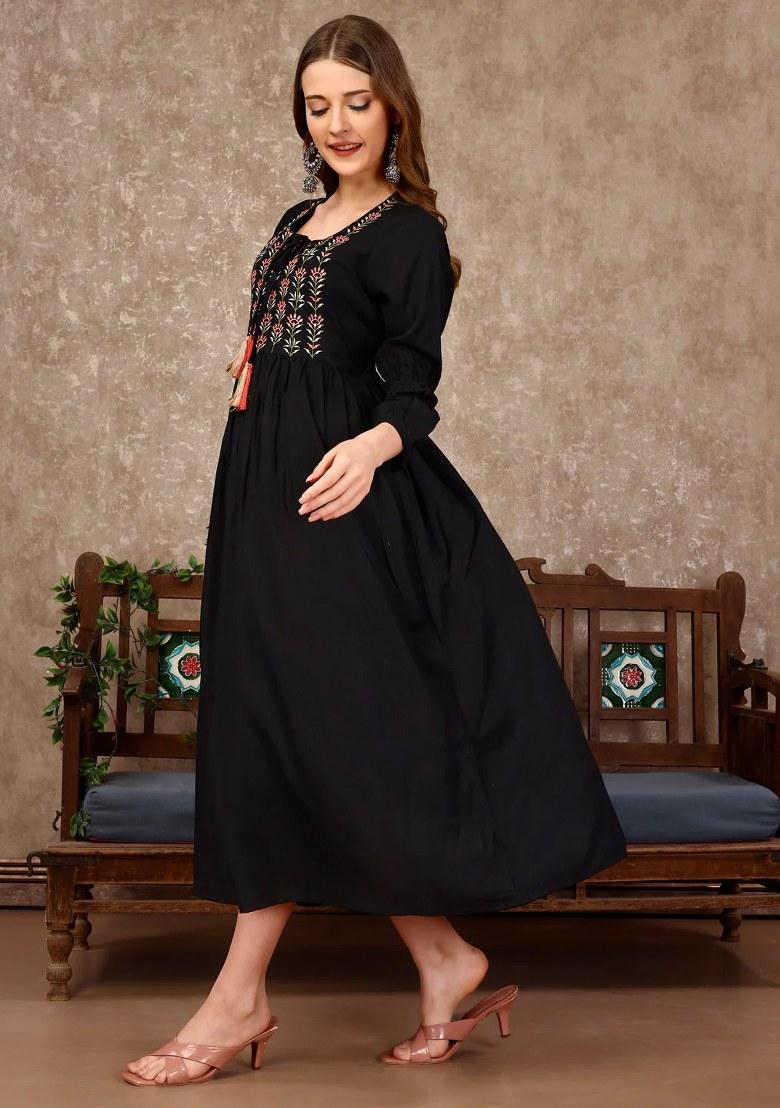 Multicolor Embroidery Rayon Top - Indya