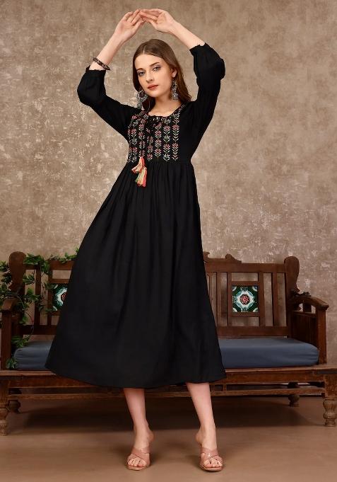 Multicolor Embroidery Rayon Top