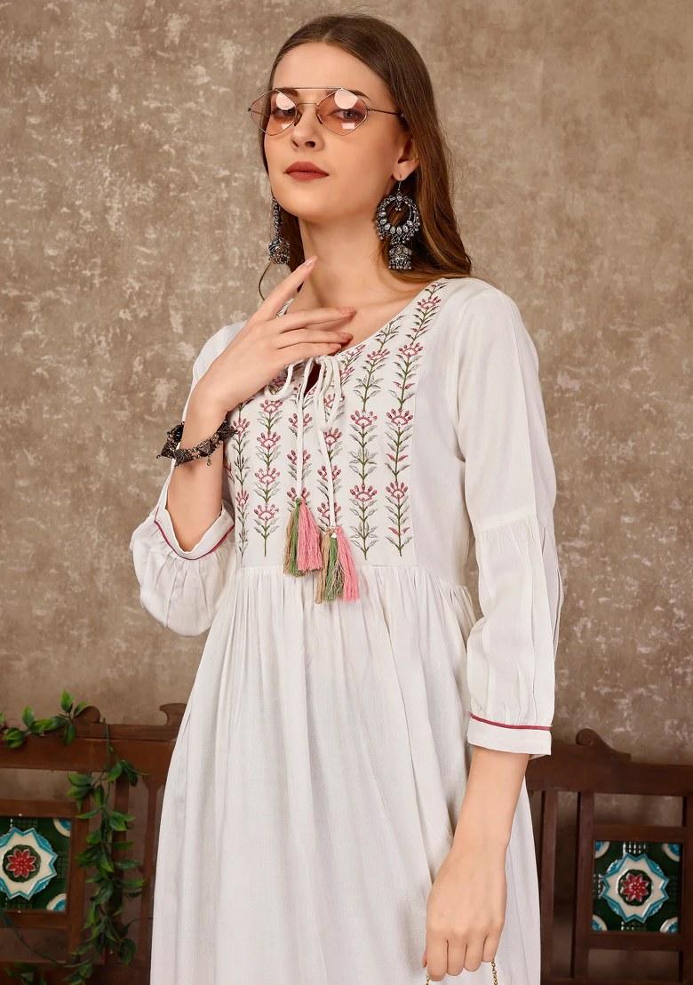 Multicolor Embroidery Rayon Top - Indya