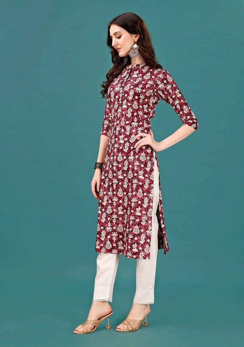 Multicolor Embroidery Rayon Top - Indya