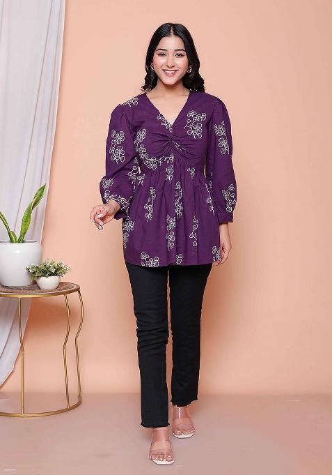 Purple Floral Cotton Top