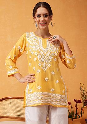 Yellow Embroidery Rayon Top