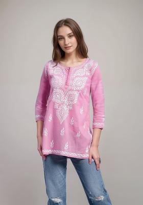 Pink Embroidery Rayon Top
