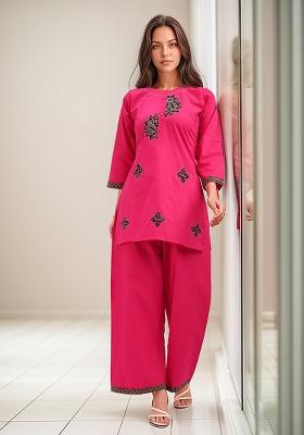 Pink Hand Work Cotton Top