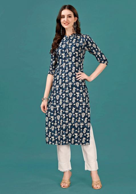 Multicolor Embroidery Rayon Kurta