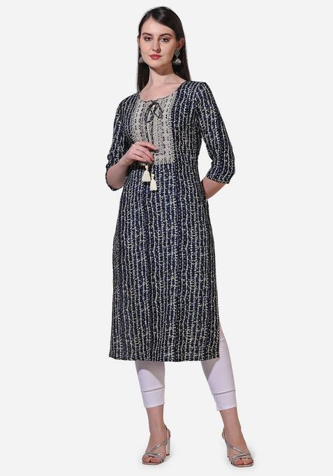 Multicolor Embroidery Rayon Kurta