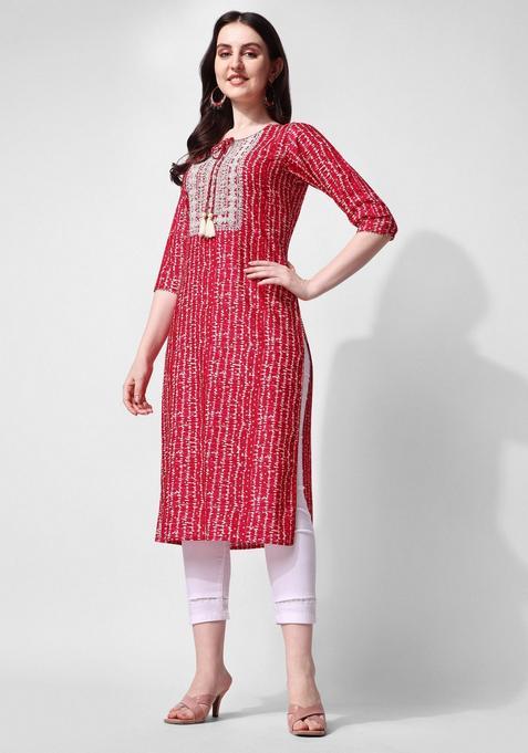 Multicolor Embroidery Rayon Kurta
