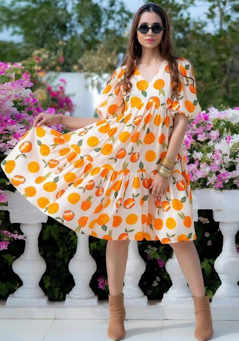 Off White Digital Print Rayon Kurta