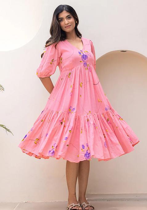 Pink Digital Print Cotton Kurta