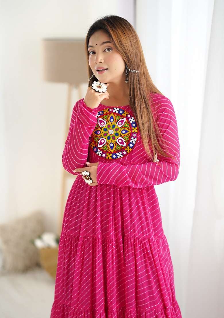Pink Machine Thread Work Georgette Top - Indya