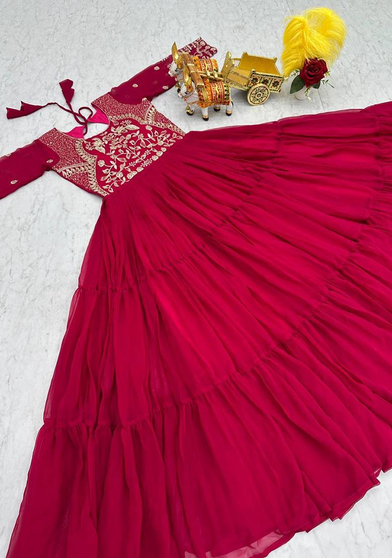 Rani Pink Sequence Georgette Top - Indya