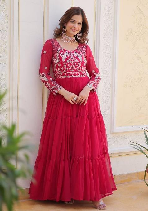 Rani Pink Sequence Georgette Top