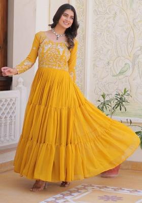 Yellow Sequence Georgette Top