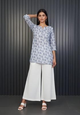 Grey Printed Cotton Top