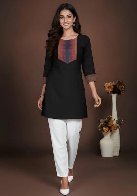 Black Jacquard Cotton Top