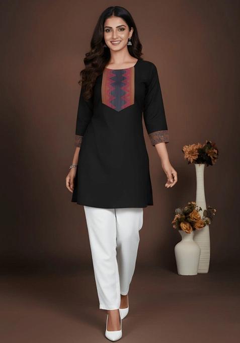 Black Jacquard Cotton Top
