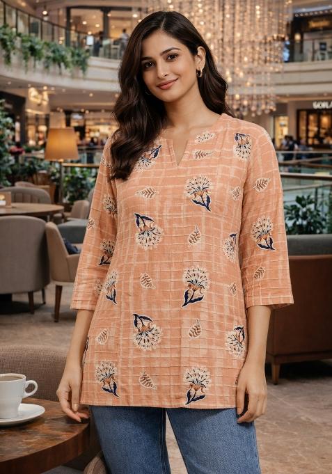 Gajri Foil Print Rayon Kurta