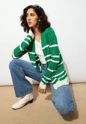 Green Striped Rib Shrug