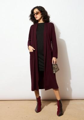 Burgundy Soild Rib Shrug