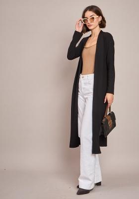 Black Soild Rib Shrug