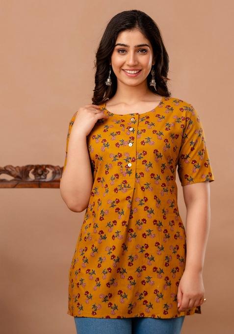 Yellow Printed Cotton Tunic