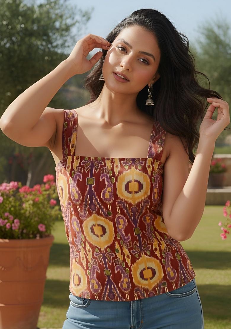 Multi Printed Cotton Top - Indya
