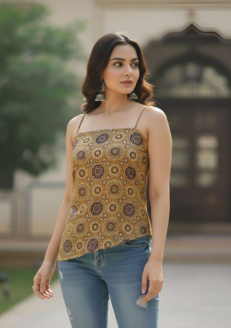 Multicolor Printed Cotton Kurta - Indya