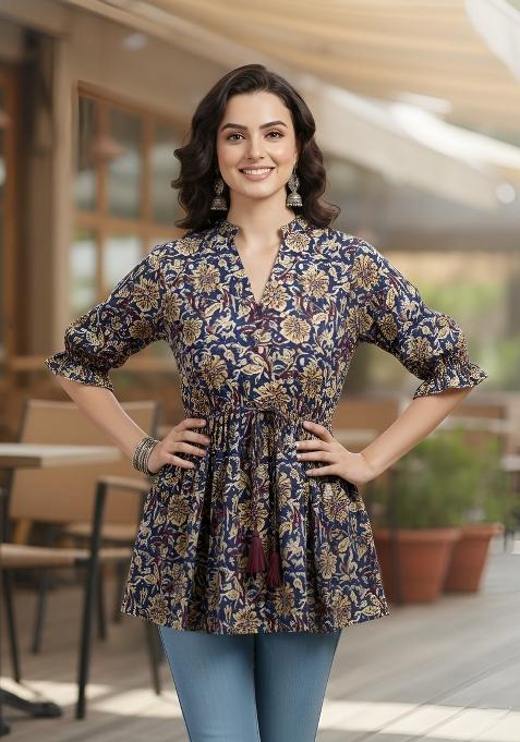 Blue Printed Cotton Tunic