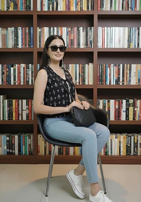 Black Printed Cotton Top