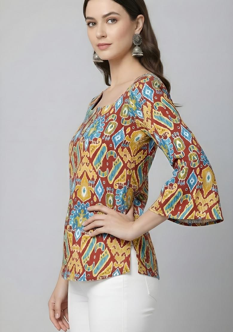 Multicolor Printed Cotton Tunic - Indya