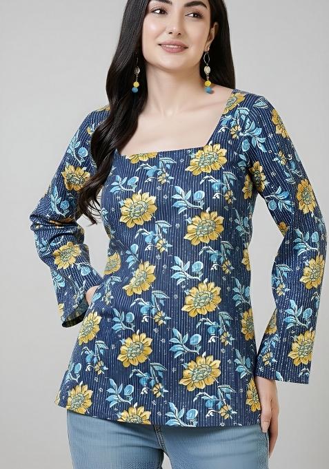 Blue Printed Cotton Tunic