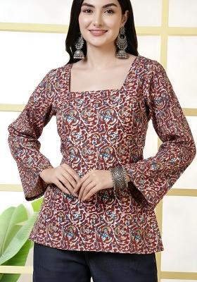 Maroon Printed Cotton Tunic