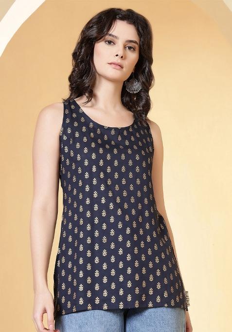 Blue Printed Cotton Tunic