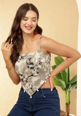 Grey Printed Cotton Top