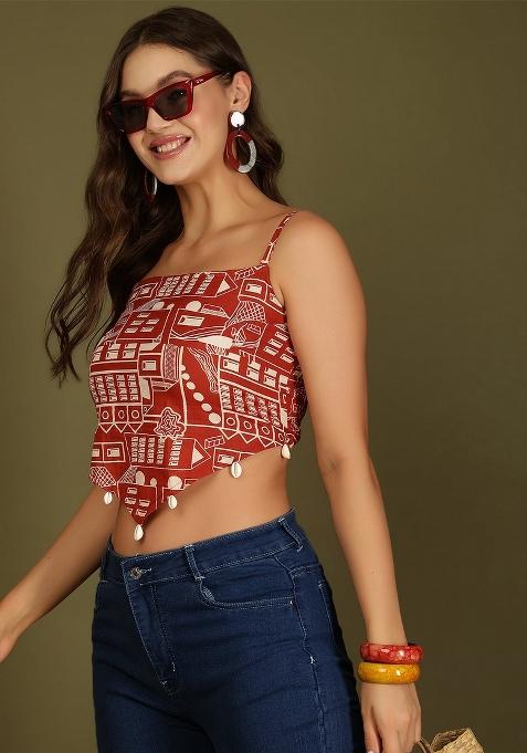Rust Printed Cotton Top