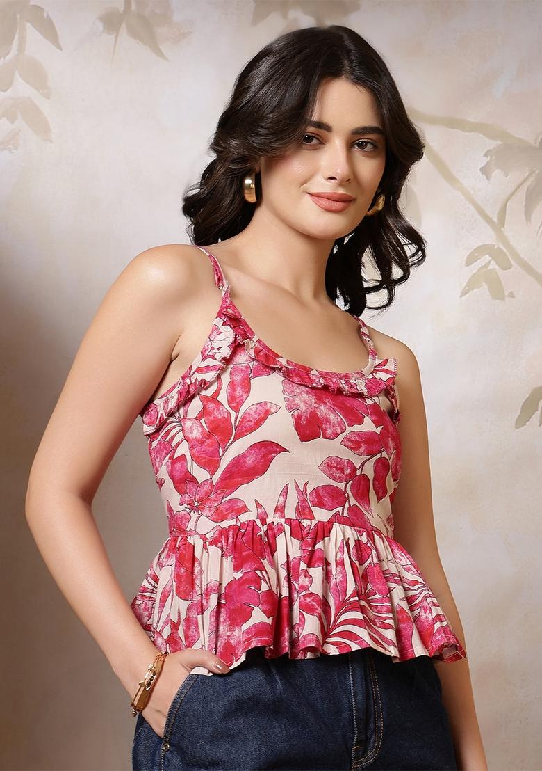 Multicolor Printed Cotton Top - Indya