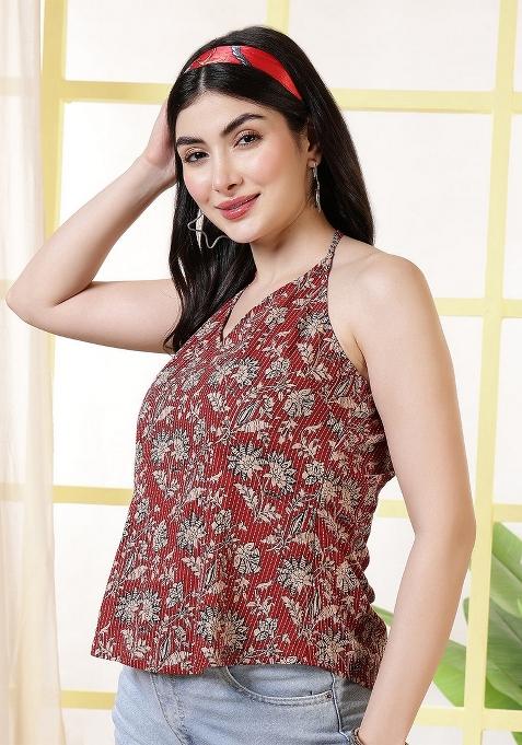 Maroon Printed Cotton Tunic