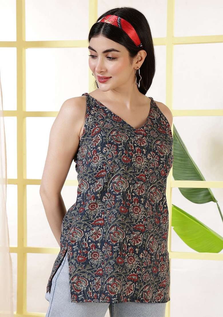 Multi Printed Cotton Kurta - Indya