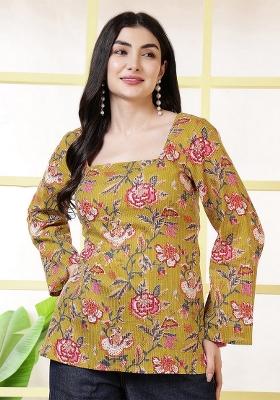 Mustard Printed Cotton Tunic