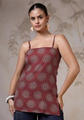 Maroon Printed Cotton Tunic