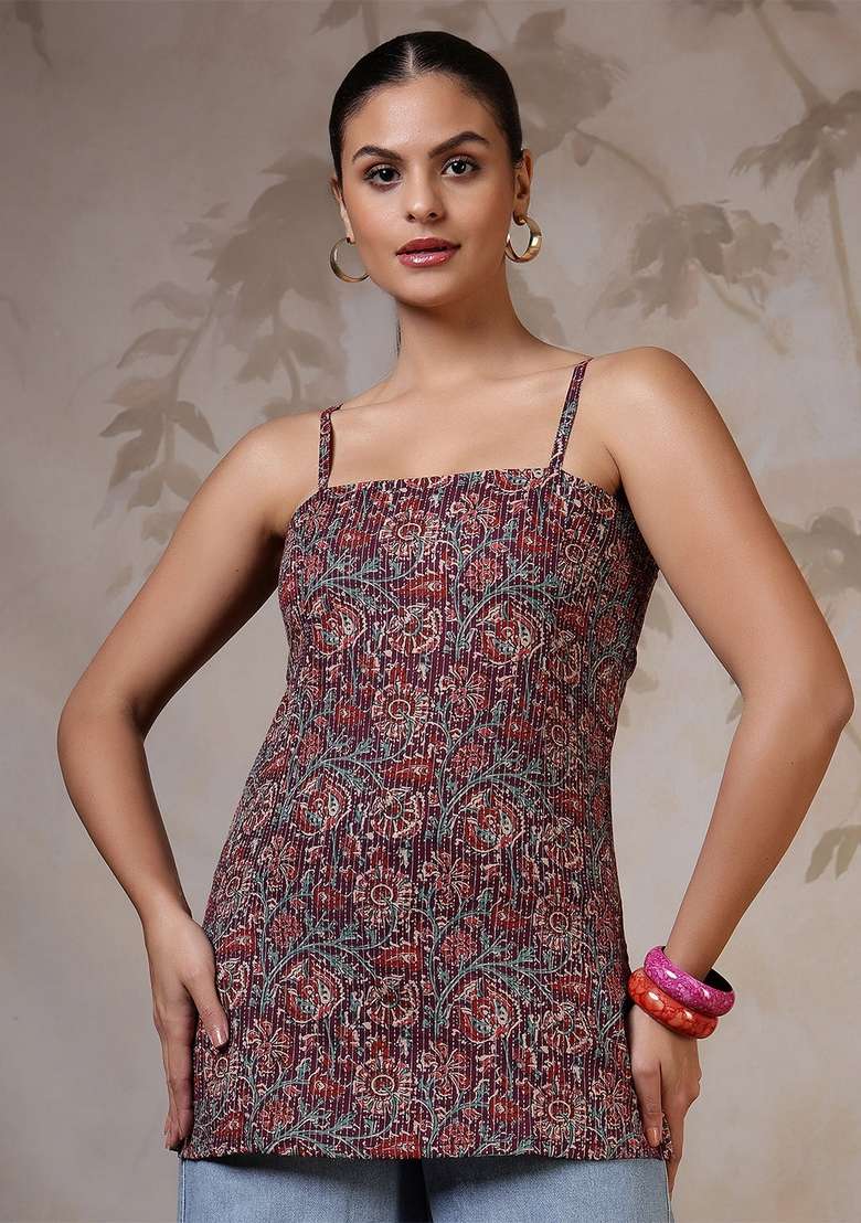 Multi Printed Cotton Kurta - Indya