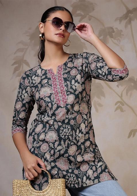 Green Printed Cotton Tunic