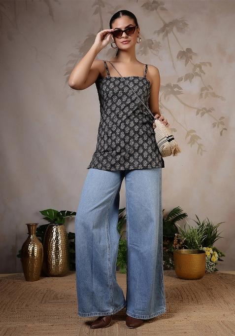 Black Printed Cotton Tunic