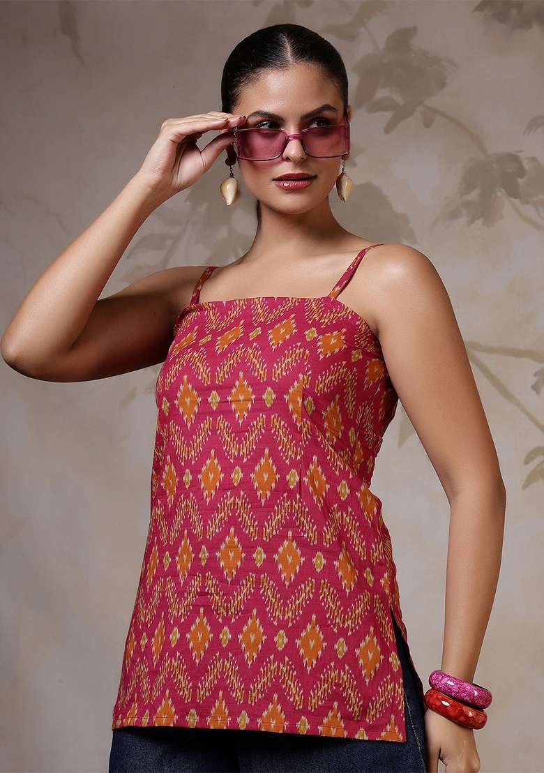 Multi Printed Cotton Kurta - Indya
