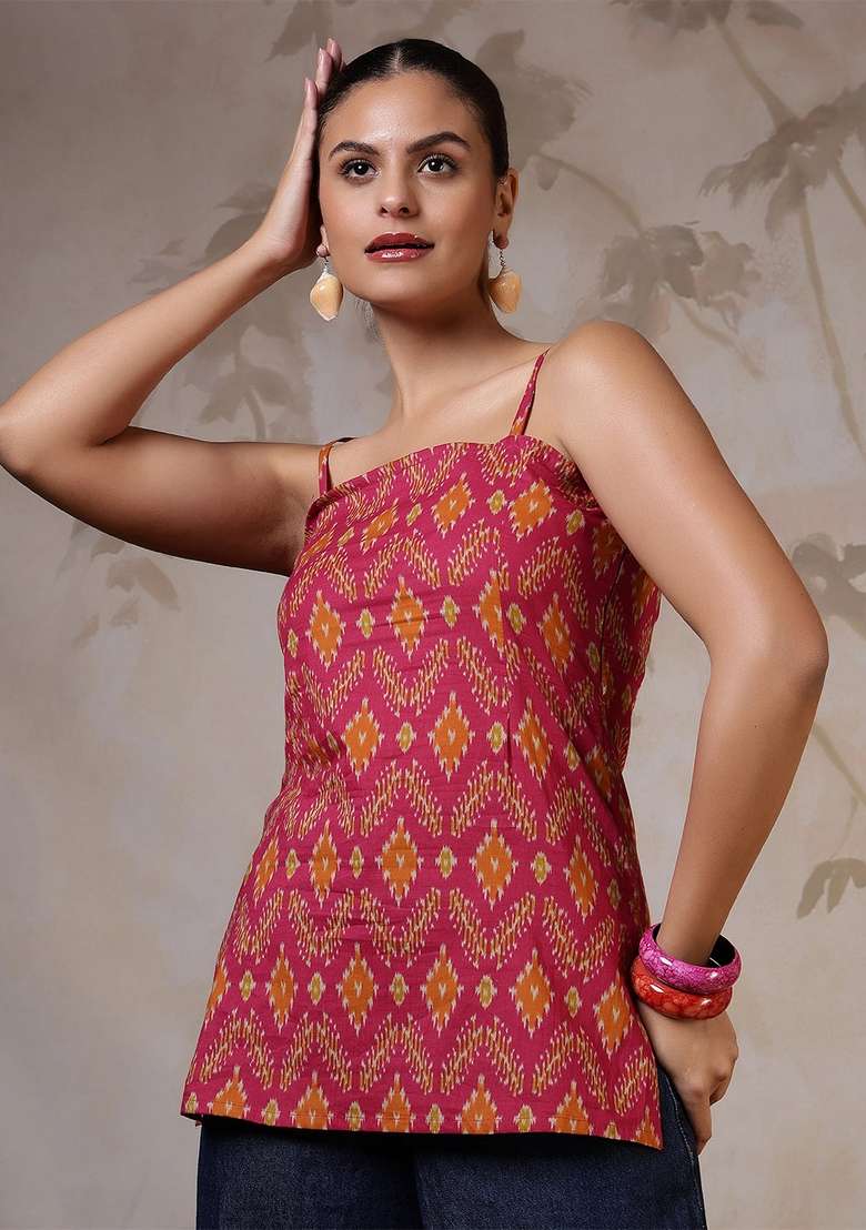Multi Printed Cotton Kurta - Indya