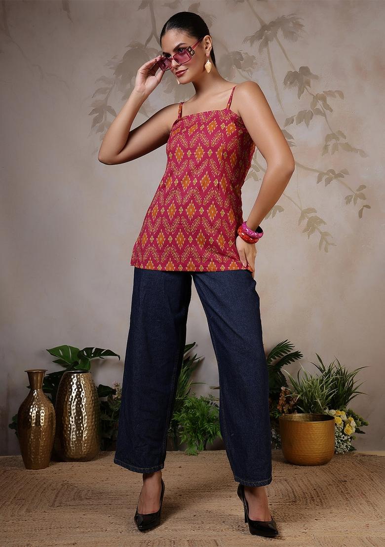 Multi Printed Cotton Tunic - Indya